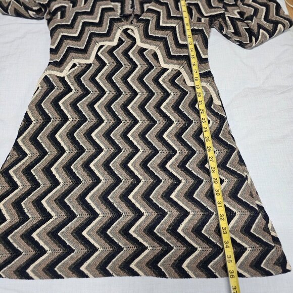 Free People Rhiannon Chevron Women Wool Blend Sweater Dress Size L V Neck Long/S - Picture 11 of 14